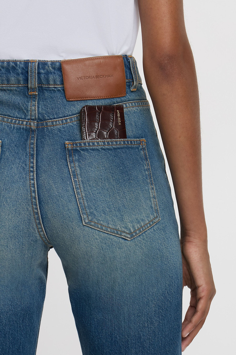 Envelope Card Holder In Espresso Croc Embossed Leather 7