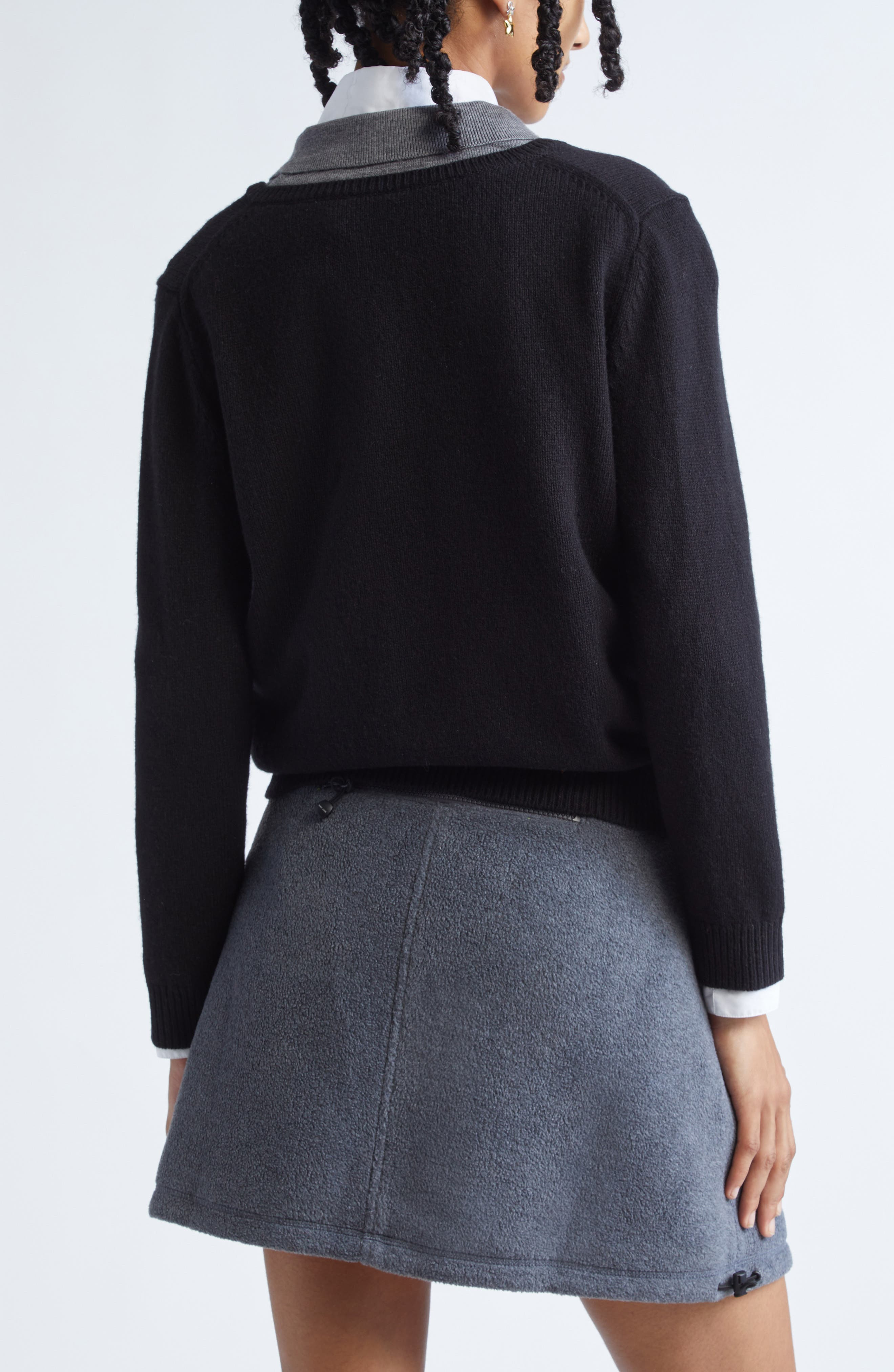 Sandy Liang Wesley Layered Effect Sweater in Black at Nordstrom - 3