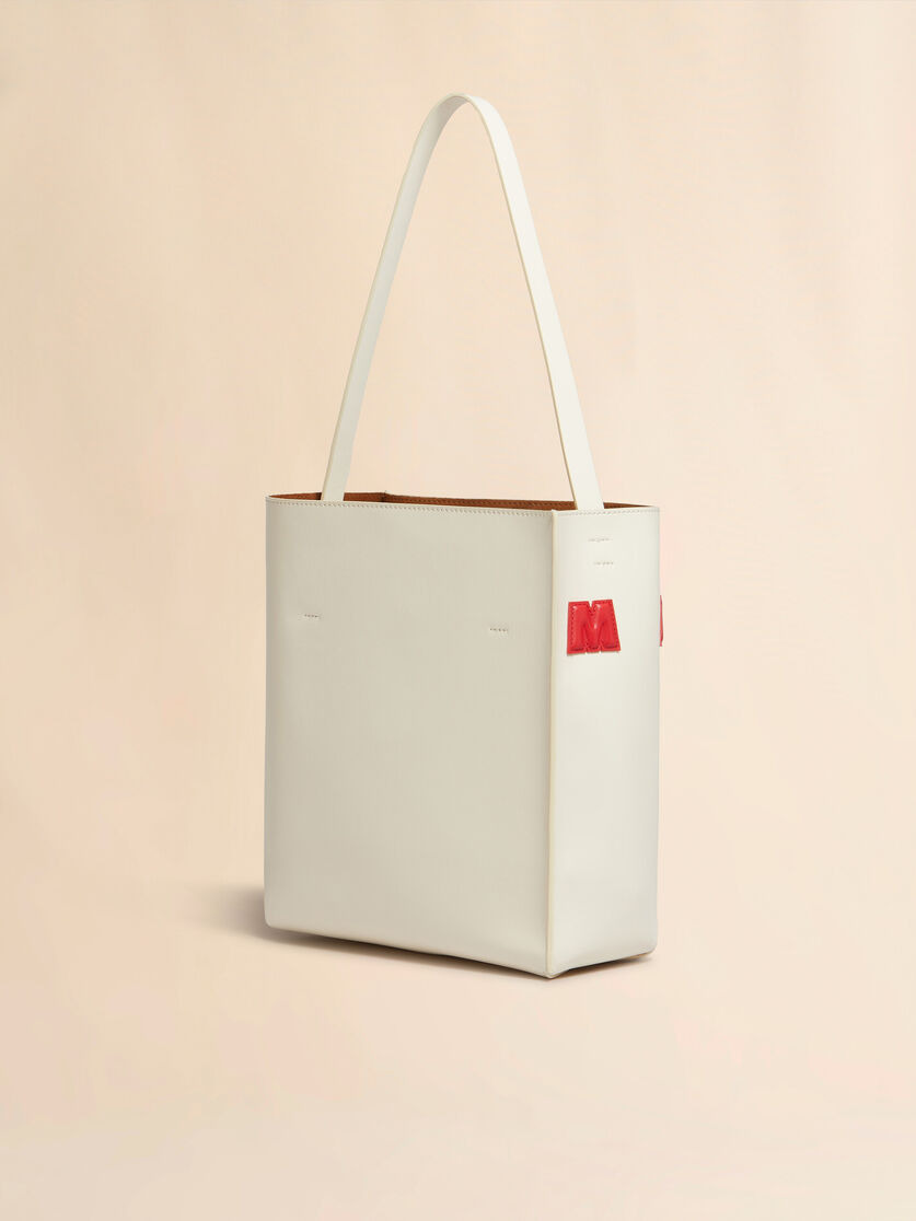 SMALL WHITE LEATHER MUSEO HOBO BAG WITH PATCHES - 3