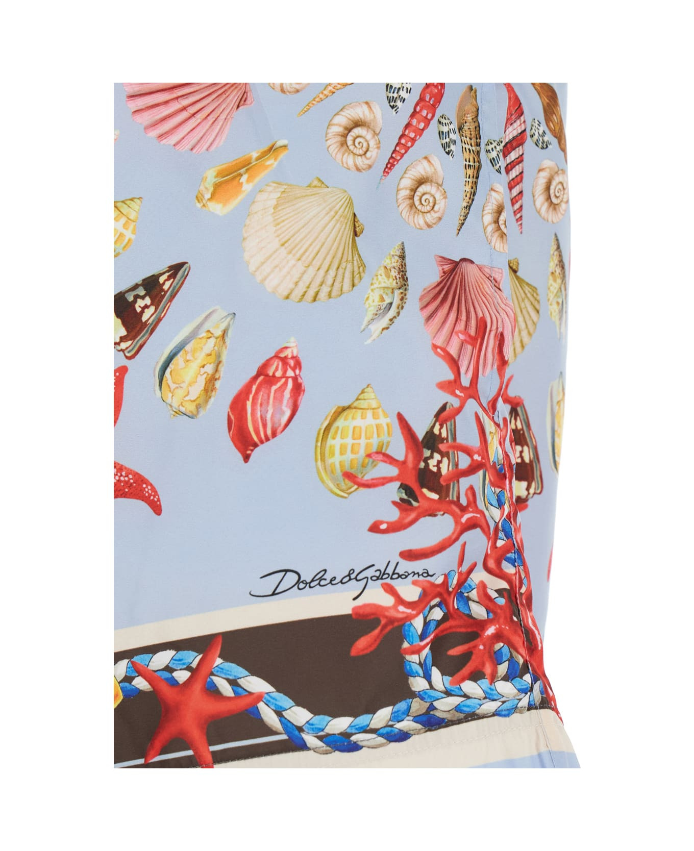 Light Blue Swim Shorts With Drawstring Elastic Waist And All-over Print In Tech Fabric Man - 3
