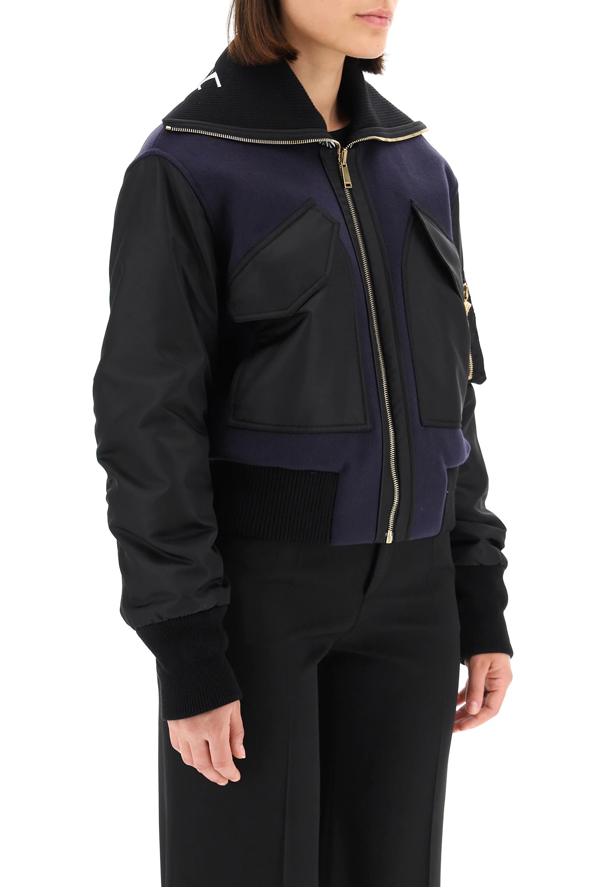 DUAL-MATERIAL BOMBER JACKET WITH LOGO - 3