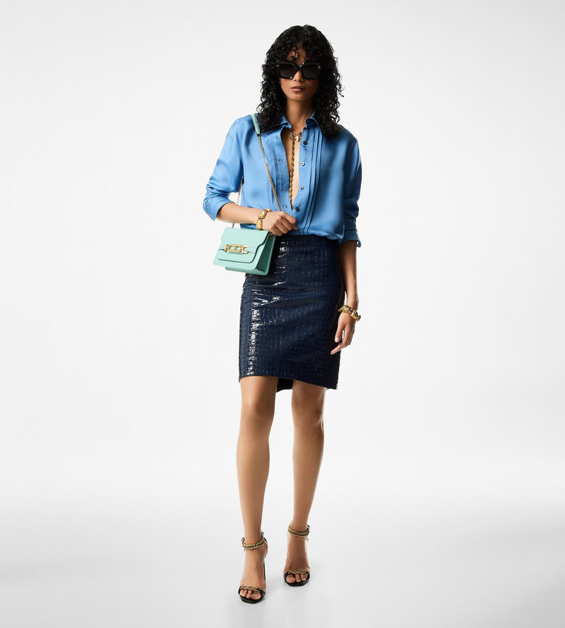 TOM FORD GLOSSY CROCO EMBOSSED GOAT LEATHER SKIRT outlook