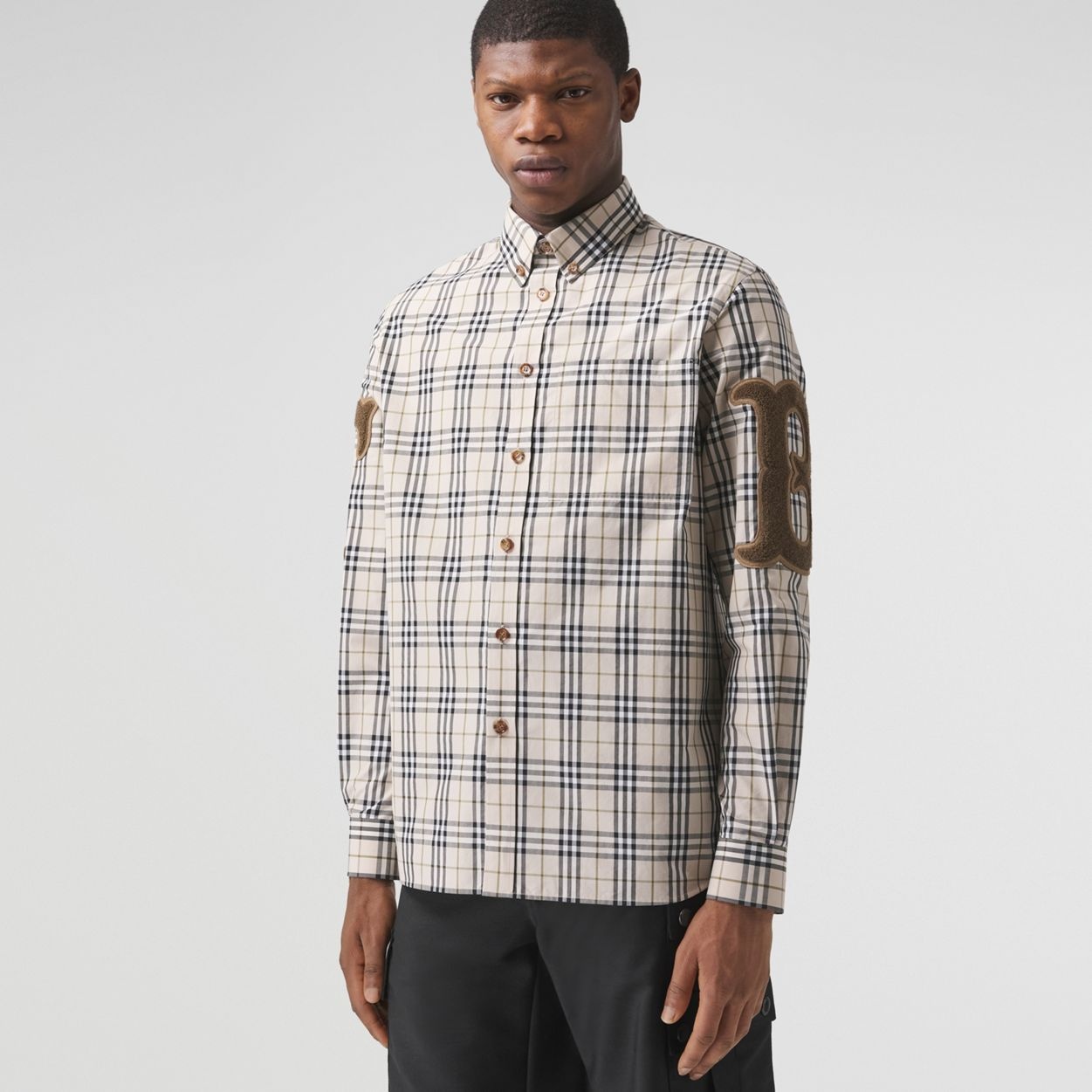 Letter Graphic Check Cotton Poplin Shirt - 7