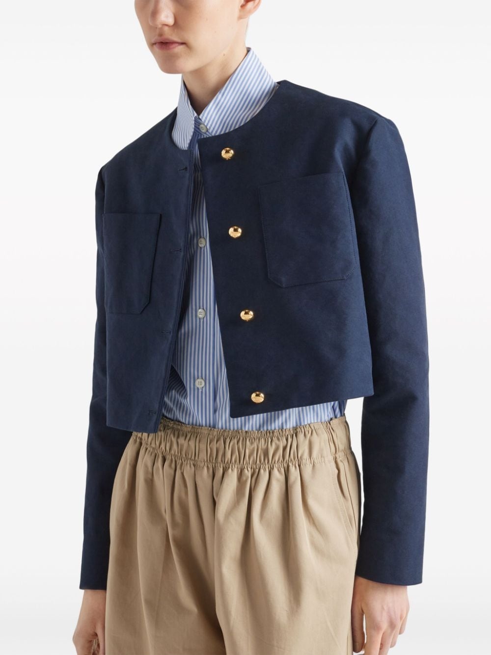 logo-embroidered striped shirt - 3