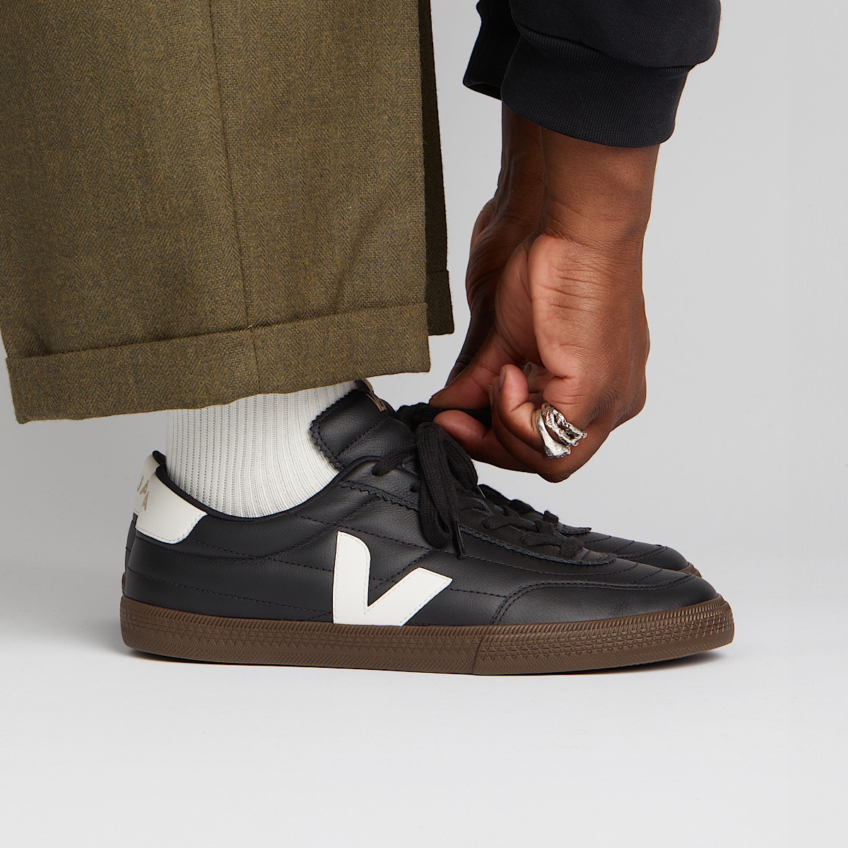 スニーカー Veja Panenka Leather Sneakers Black And Whit VEJA PANENKA LEATHER BLACK WHITE | REVERSIBLE