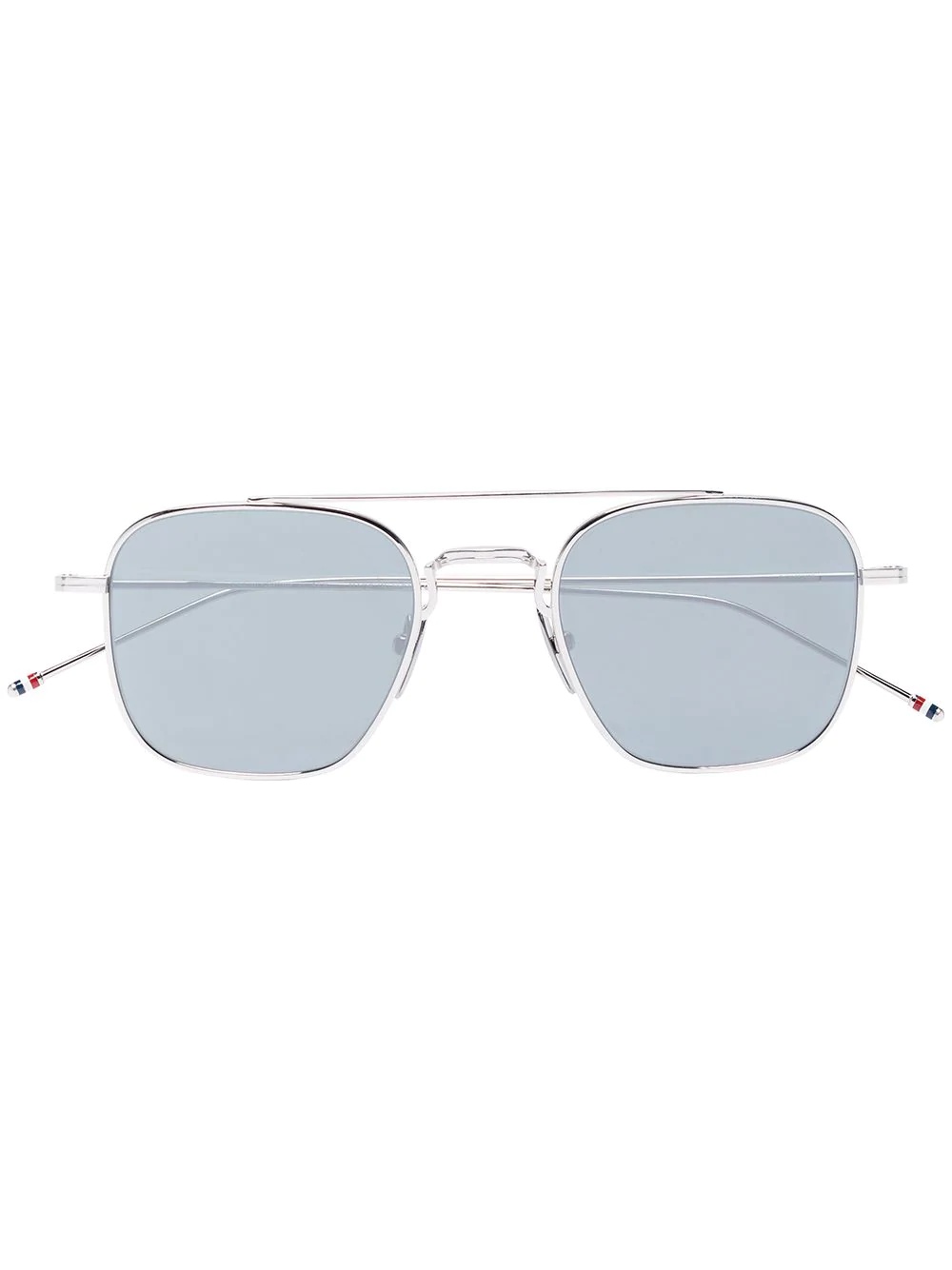 Metallic Silver Pilot Mirror Sunglasses - 1