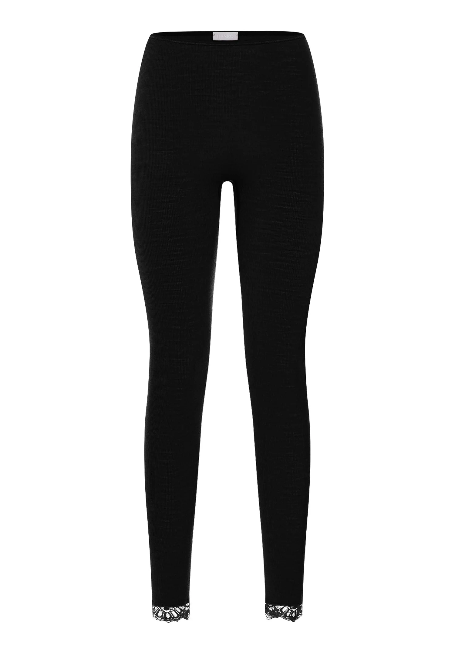 Woolen Lace Lace Trim Wool and Silk Leggings - 1