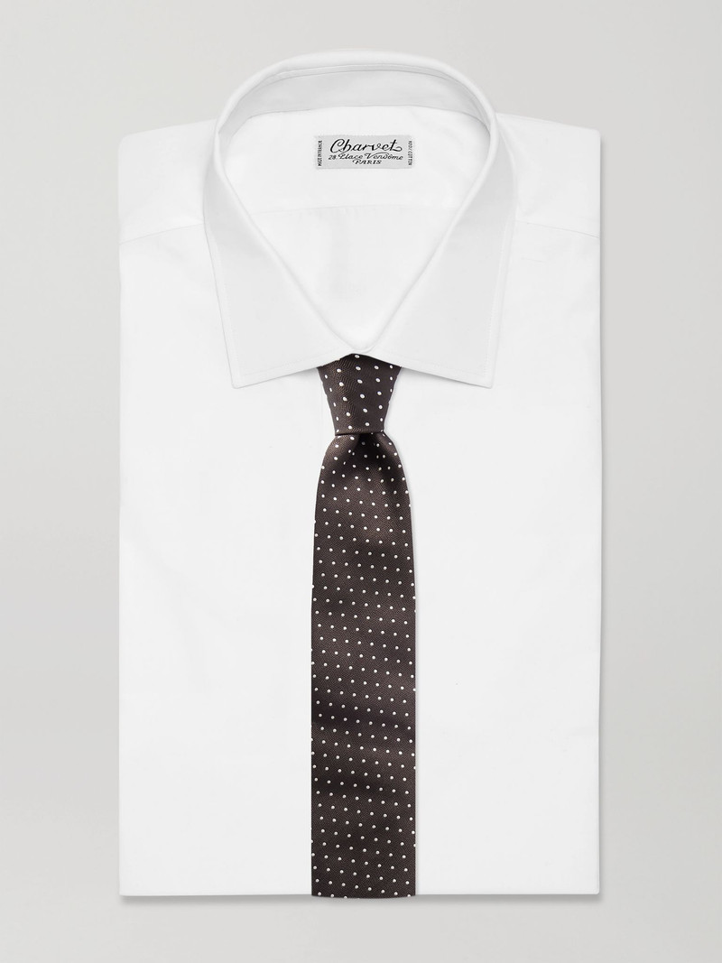 TOM FORD 8cm Polka-Dot Silk Tie Brown outlook