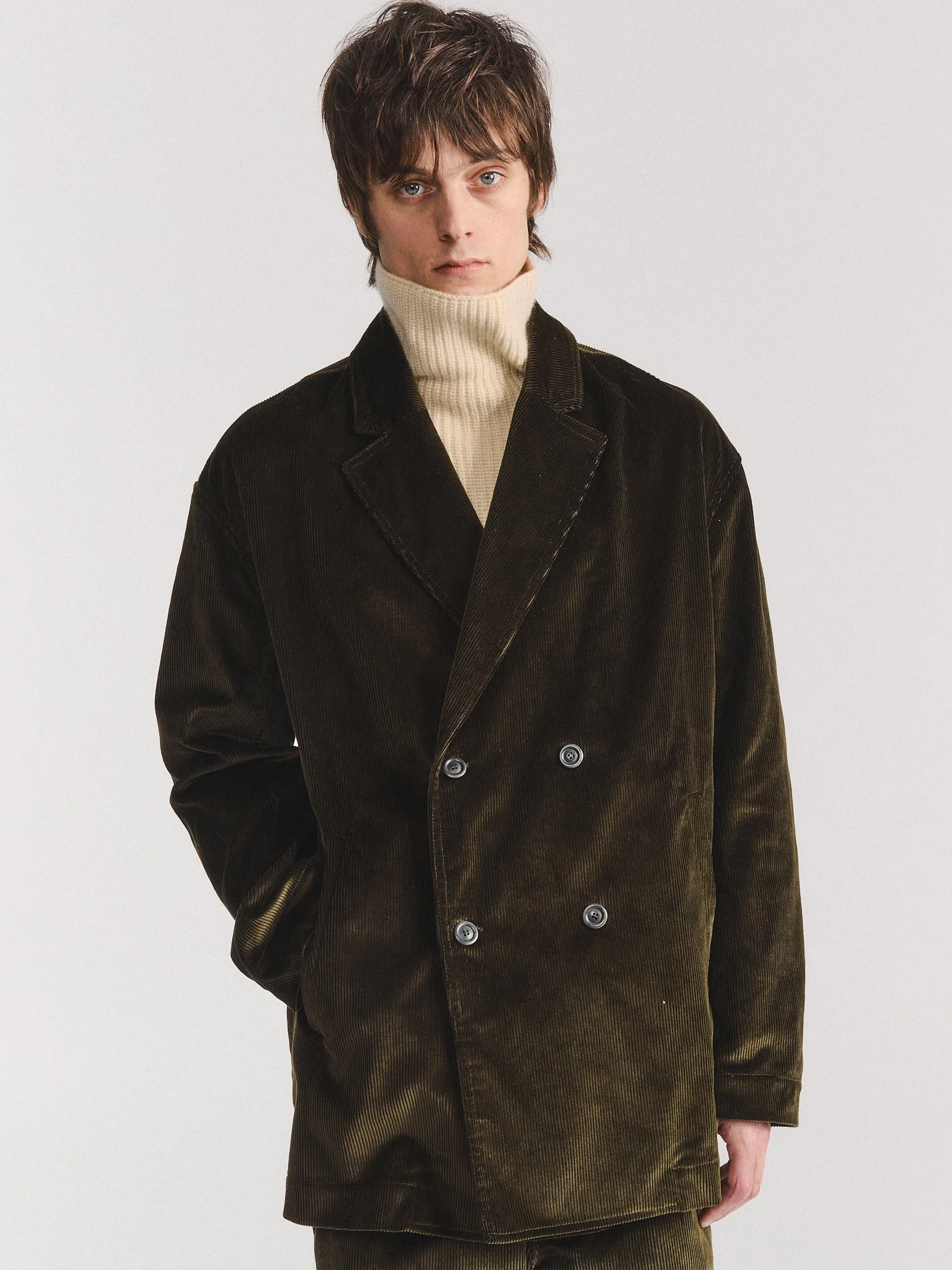 BRETT JACKET - H CORD - MOSS - 1