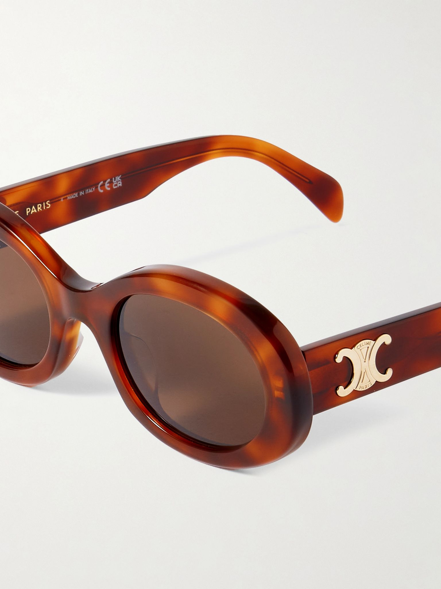 Triomphe oval-frame tortoiseshell acetate sunglasses Tortoiseshell - 4