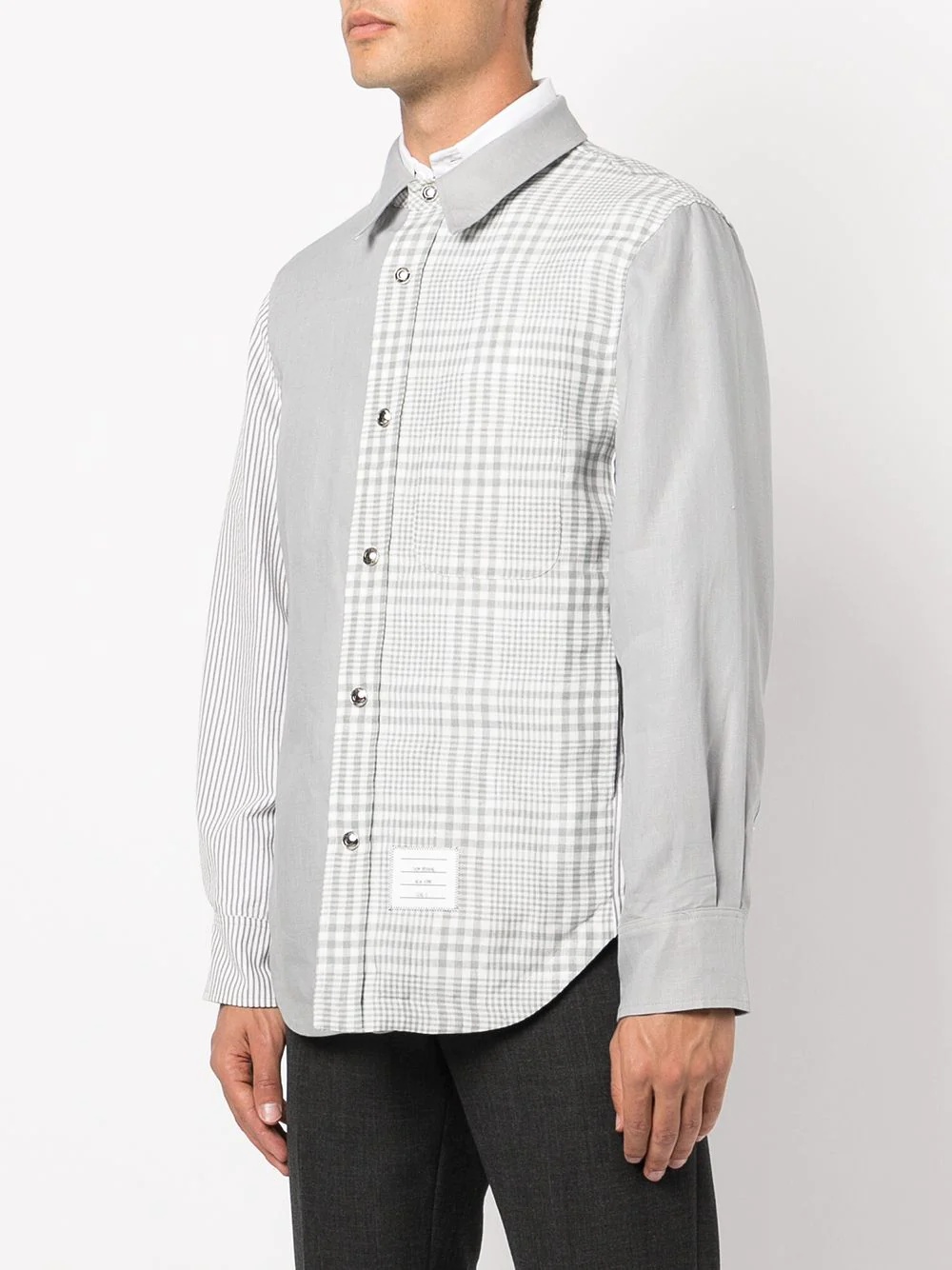 panelled linen shirt - 3