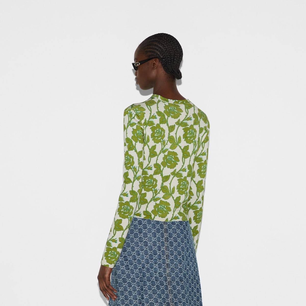 Floral print fine wool silk cardigan - 4