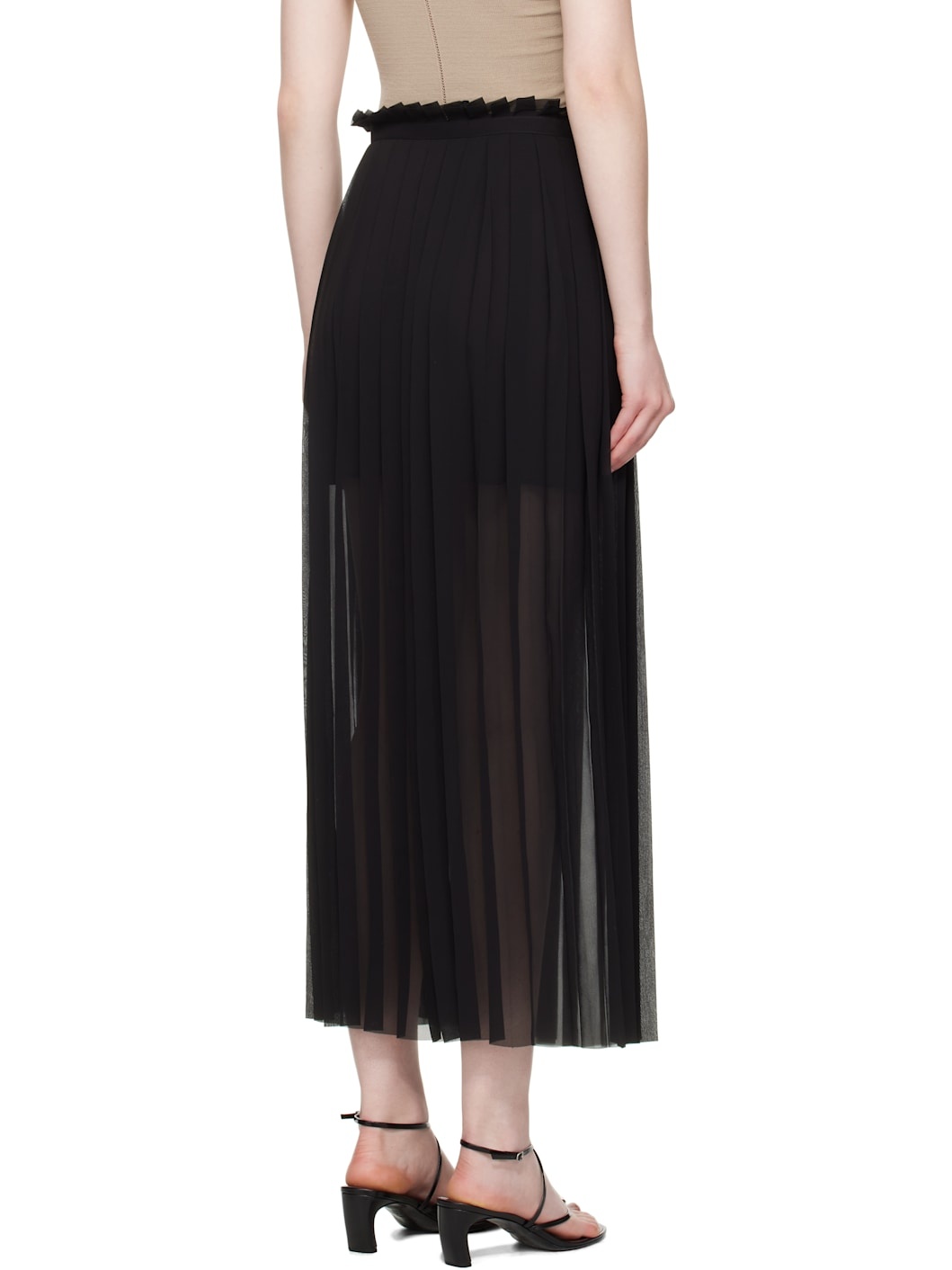 Black Pleated Midi Skirt - 3