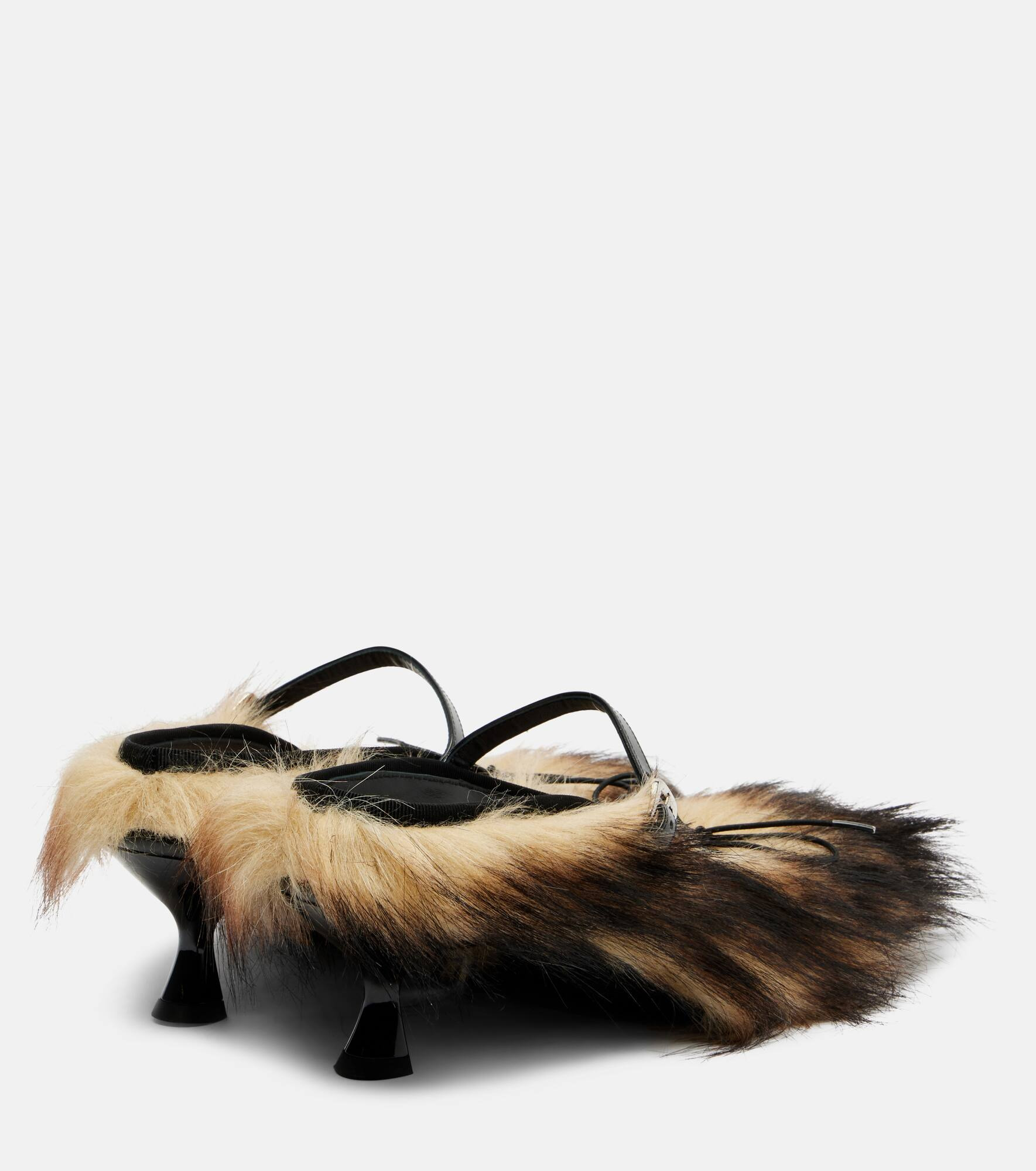 Grip faux fur and canvas mules - 2