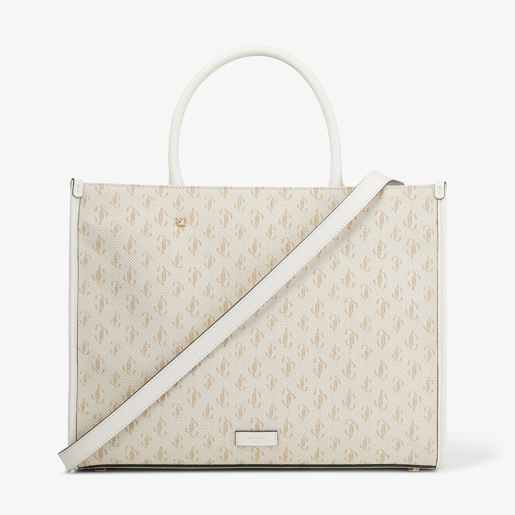 Avenue M Tote
Latte JC Monogrammed Jacquard Tote Bag with Embroidered Logo - 8