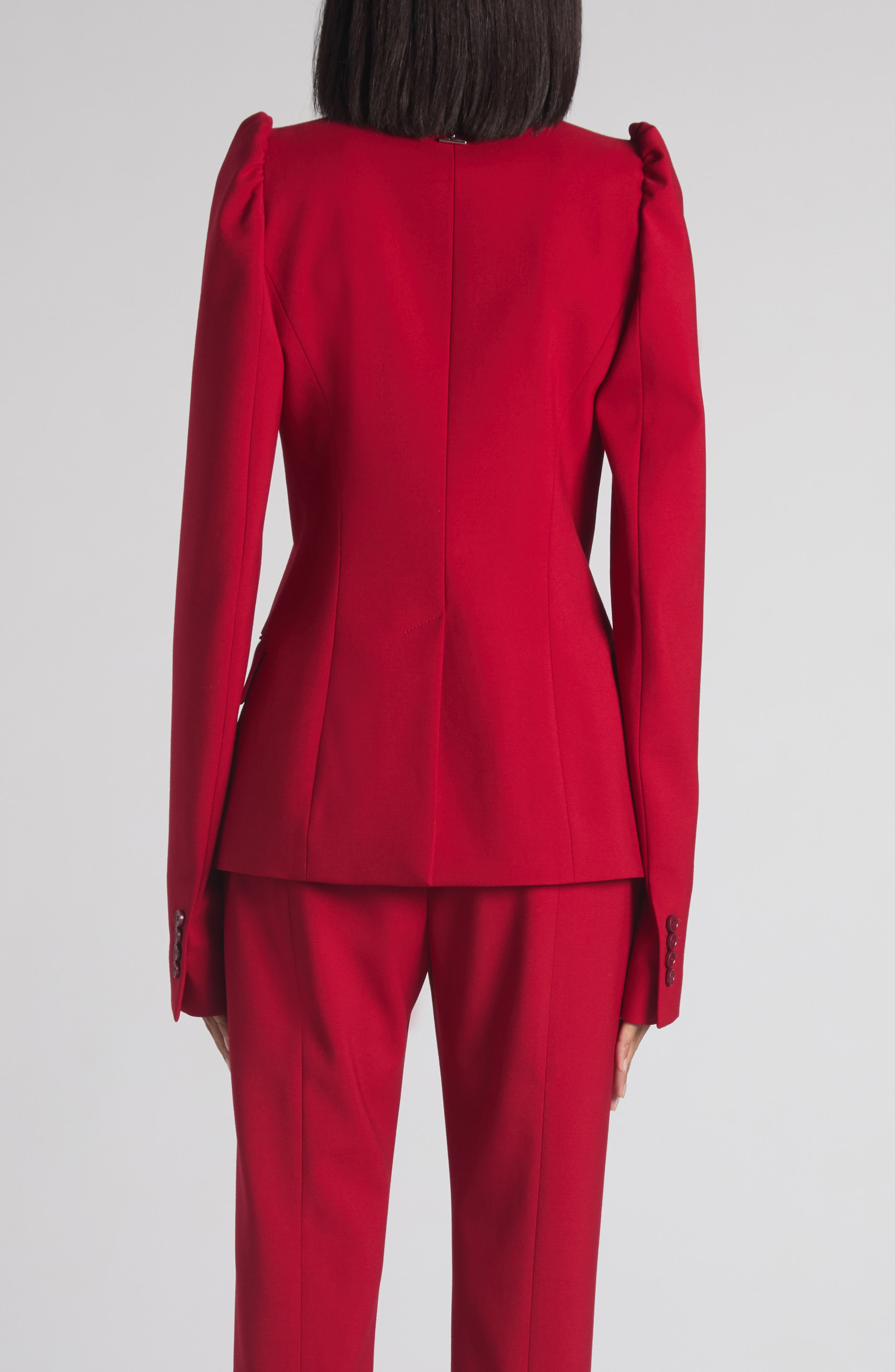 McQueen One-Button Wool Grain de Poudre Jacket in Crimson at Nordstrom - 3