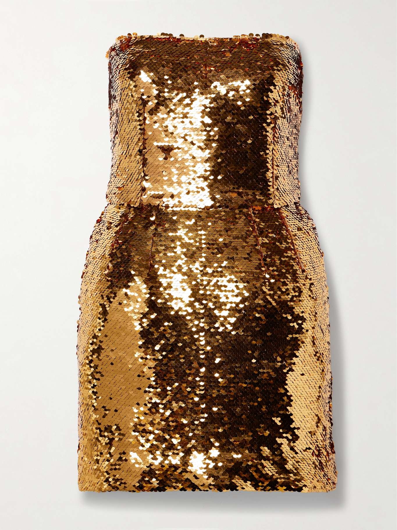 Strapless paillette-embellished tulle mini dress - 1