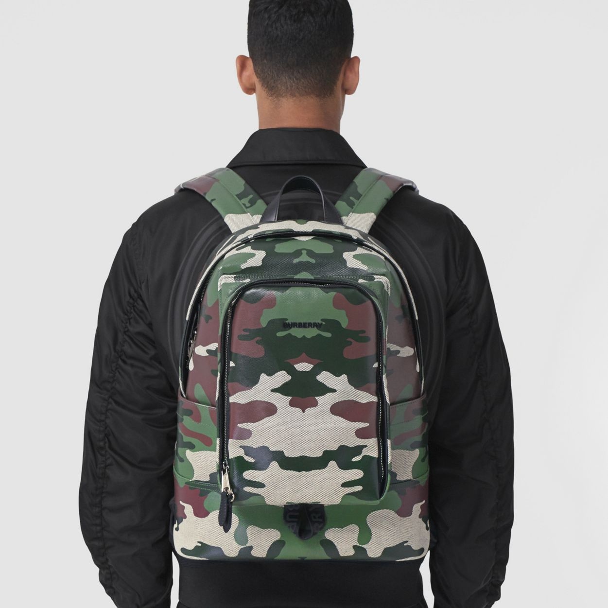 Camouflage Print Cotton Canvas Backpack - 6