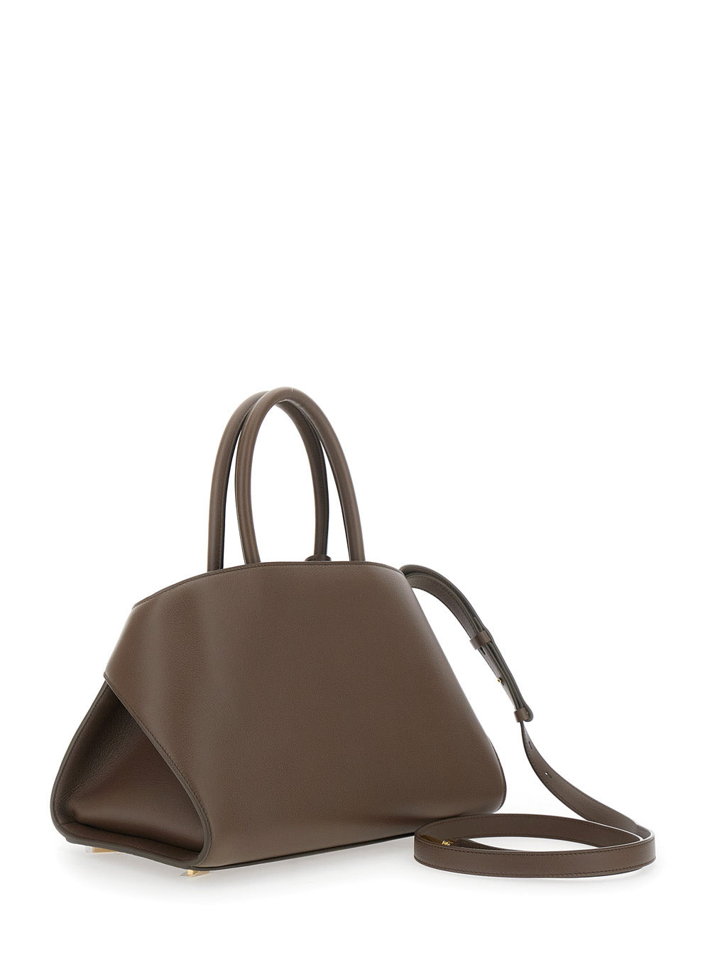 Ferragamo Women 'Hug S' Brown Handbag With Logo And Gancini Buckle In Leather Woman - 3