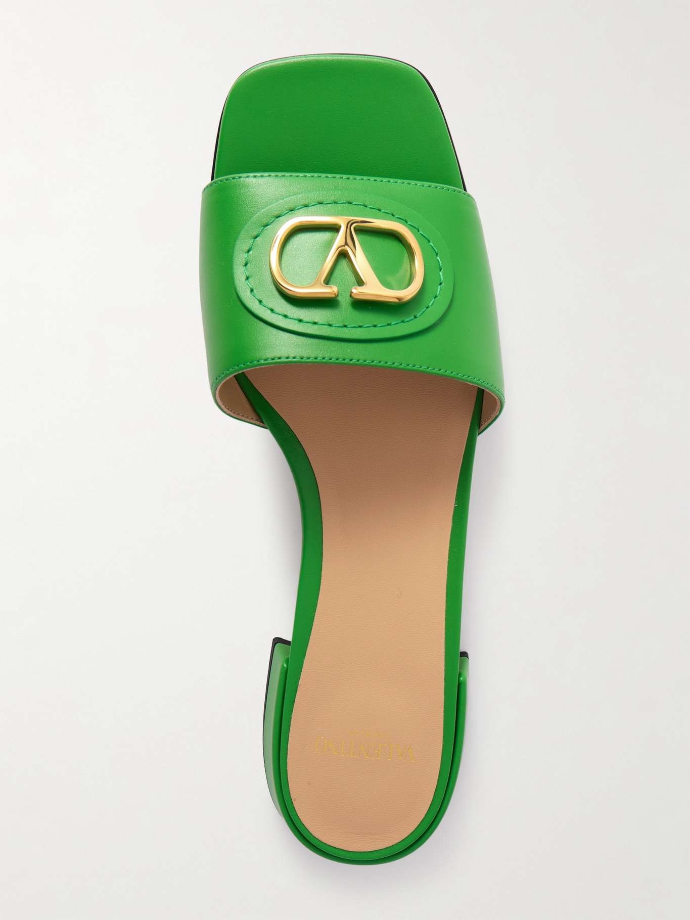 VLogo embellished leather slides Green - 5