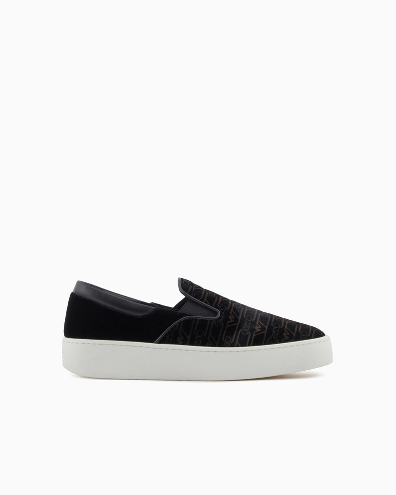 MONOGRAM VELVET SLIP-ONS - 1