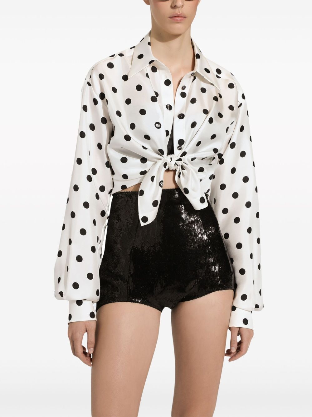 polka-dot silk shirt - 4