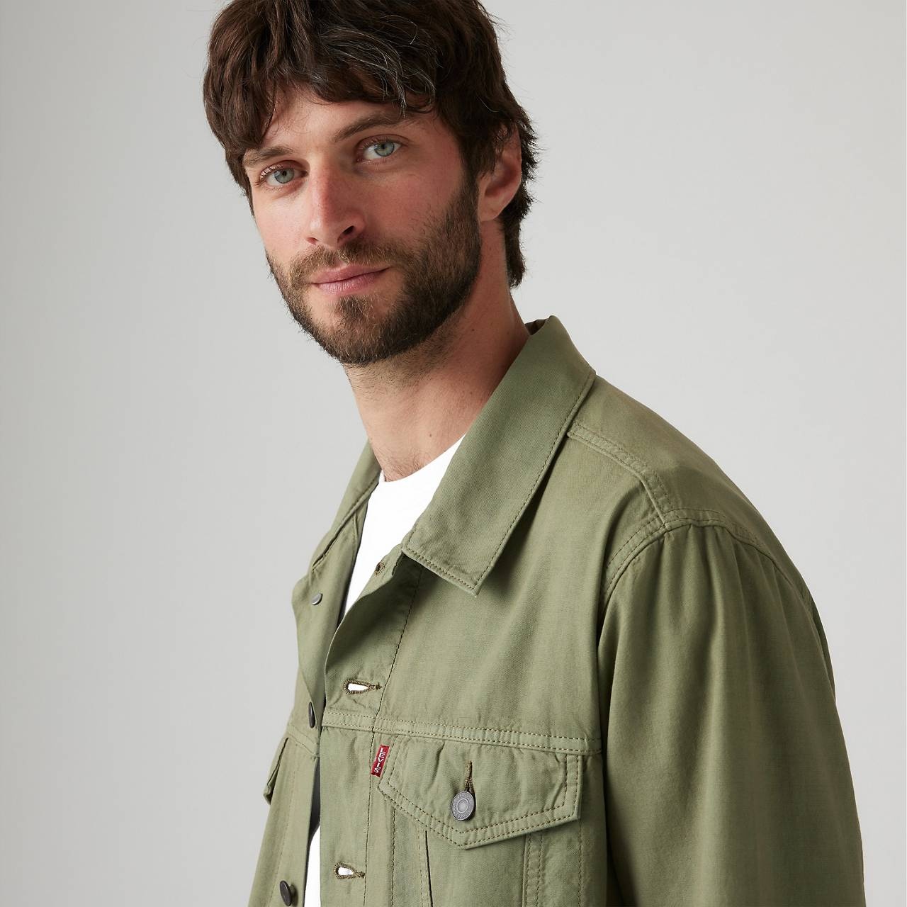 RELAXED FIT LINEN TRUCKER JACKET - 5
