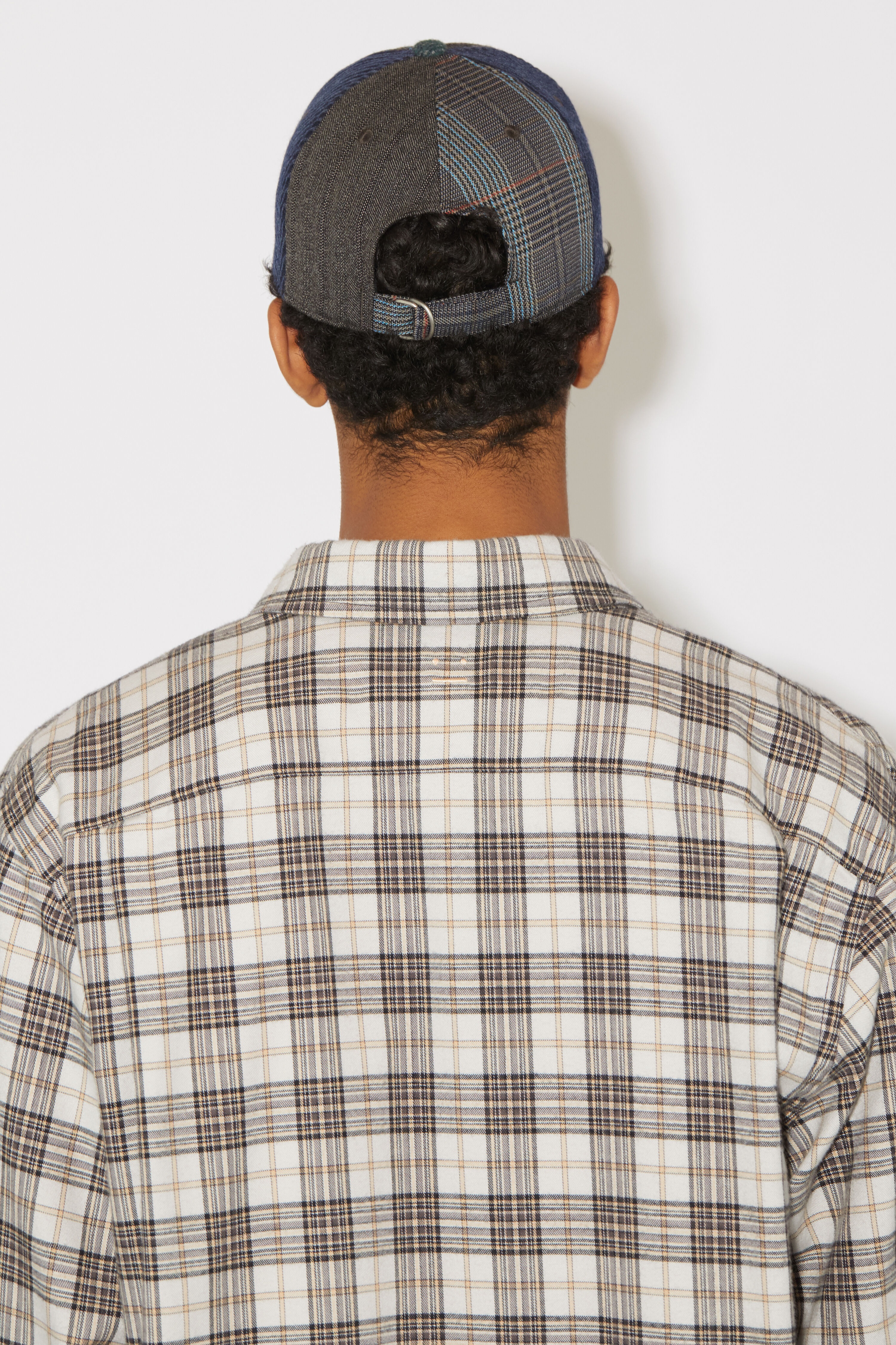Flannel check button-up shirt - White/black - 4