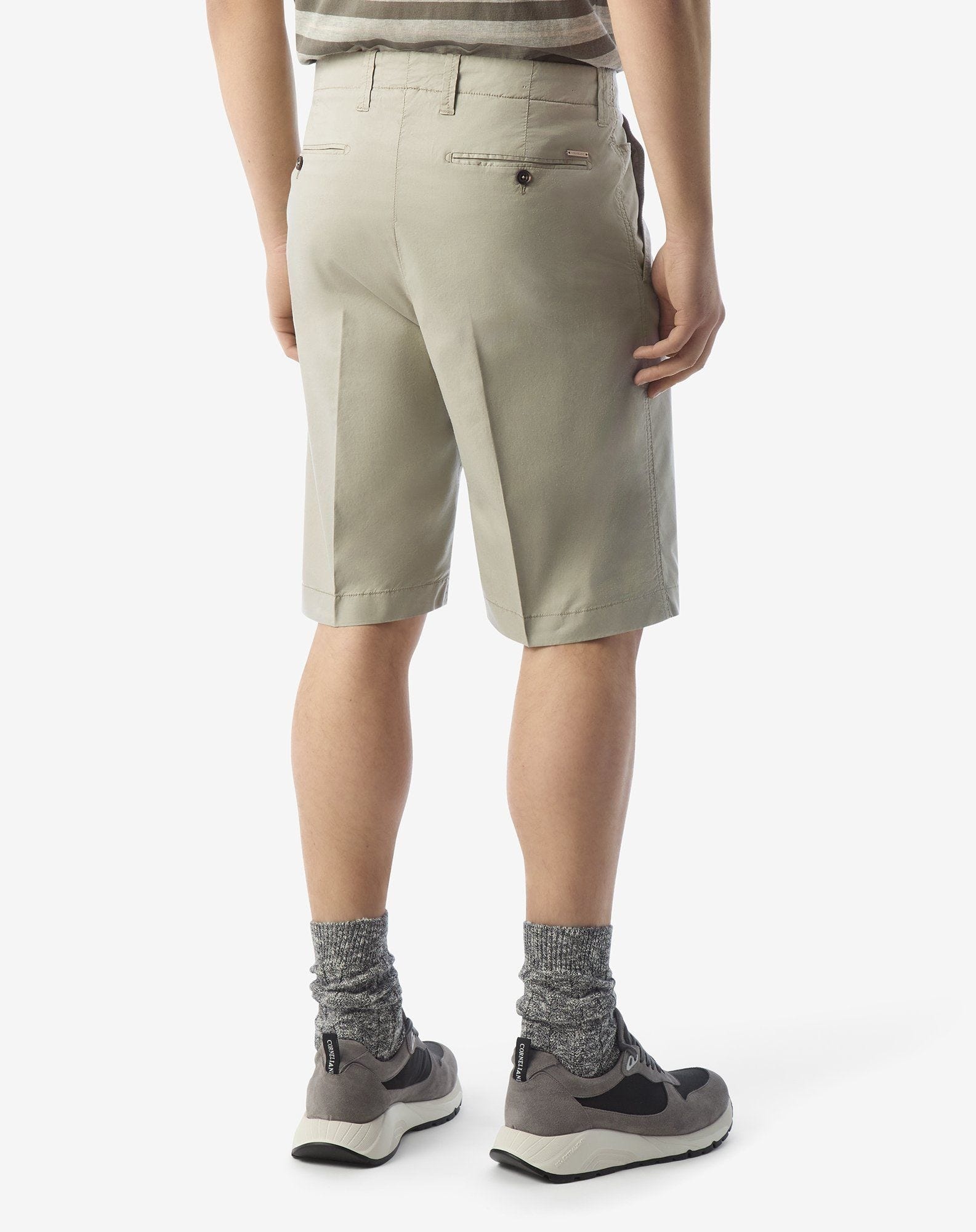 Khaki stretch satin Bermuda shorts - 4