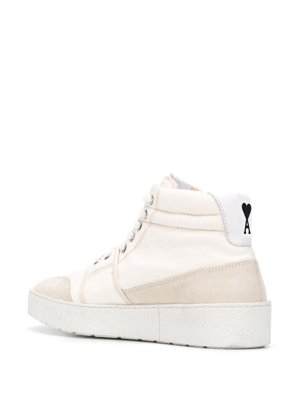 high top leather-trimmed sneakers - 3