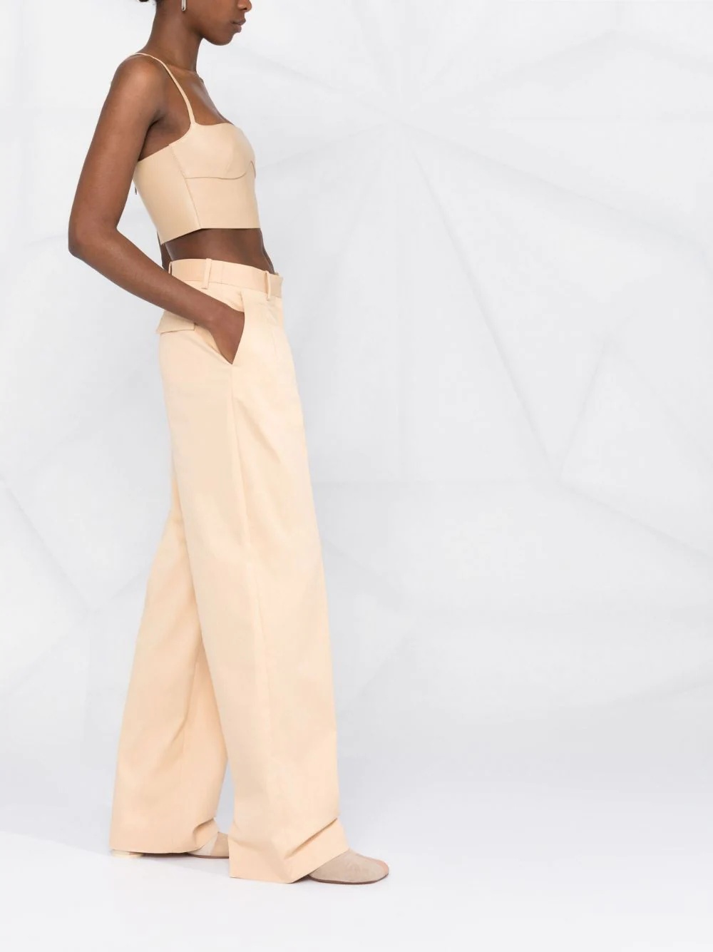 cropped leather bustier top - 4