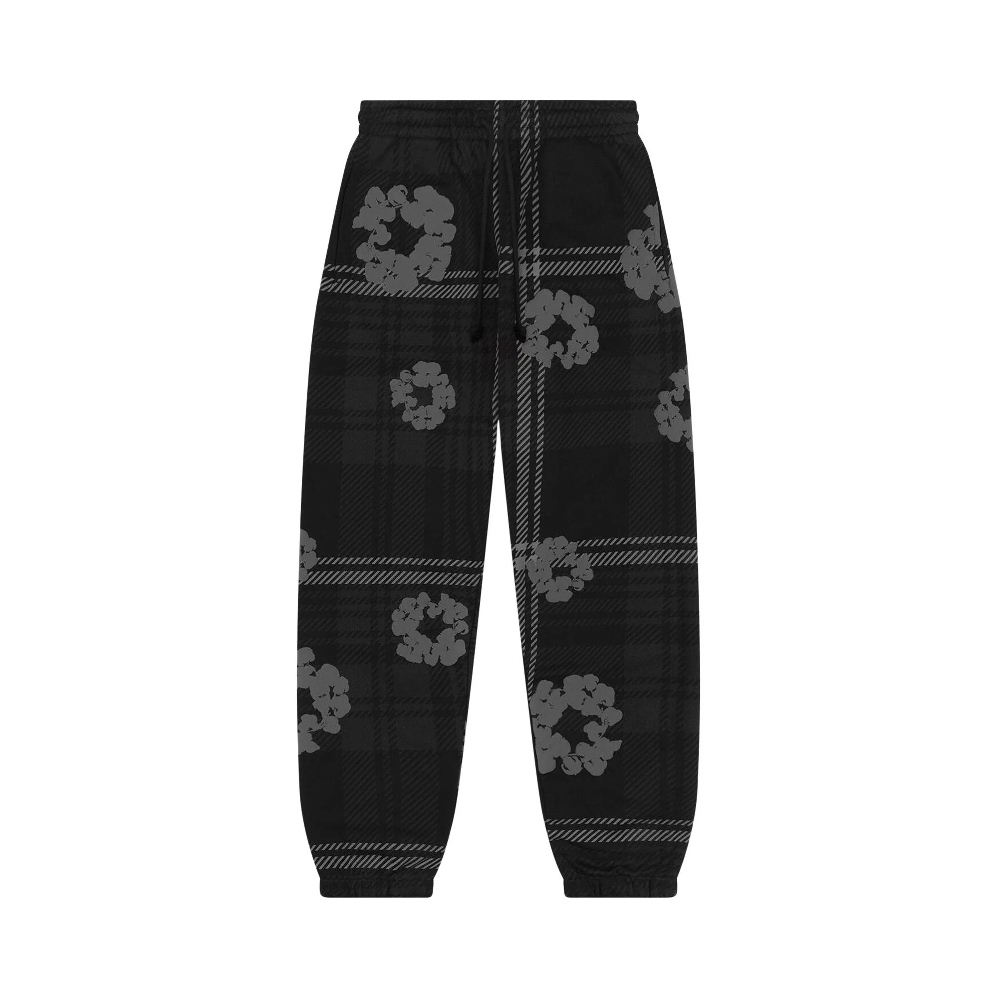 Denim Tears Plaid Cotton Wreath Sweatpants 'Black' - 1