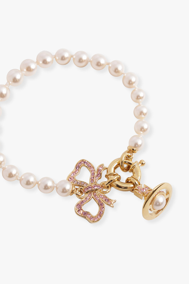 Vivienne Westwood RIGOBERTA BOW X ORB PEARL BRACELET | WHITE/GOLD outlook