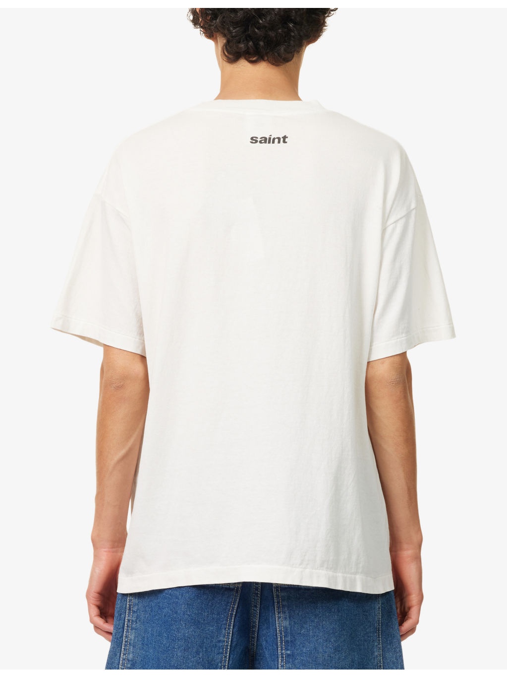 Text-Print Crewneck Cotton T-Shirt - 4