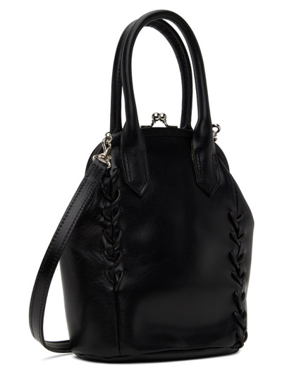 Y's Black Semi-Gloss Smooth Leather Lace-Up Mini Bag outlook