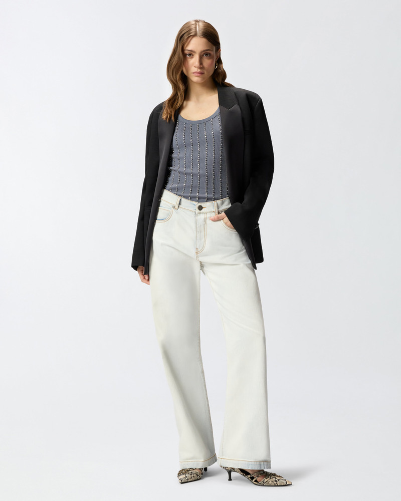 JEANS WITH CONTRASTING FOLD-DOWN WAIST 3