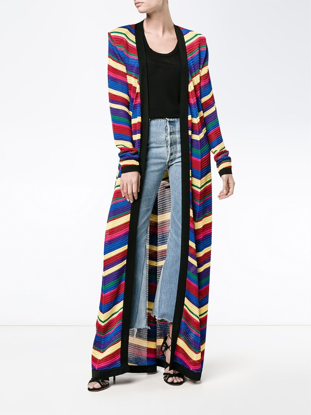 chevron long cardigan - 2