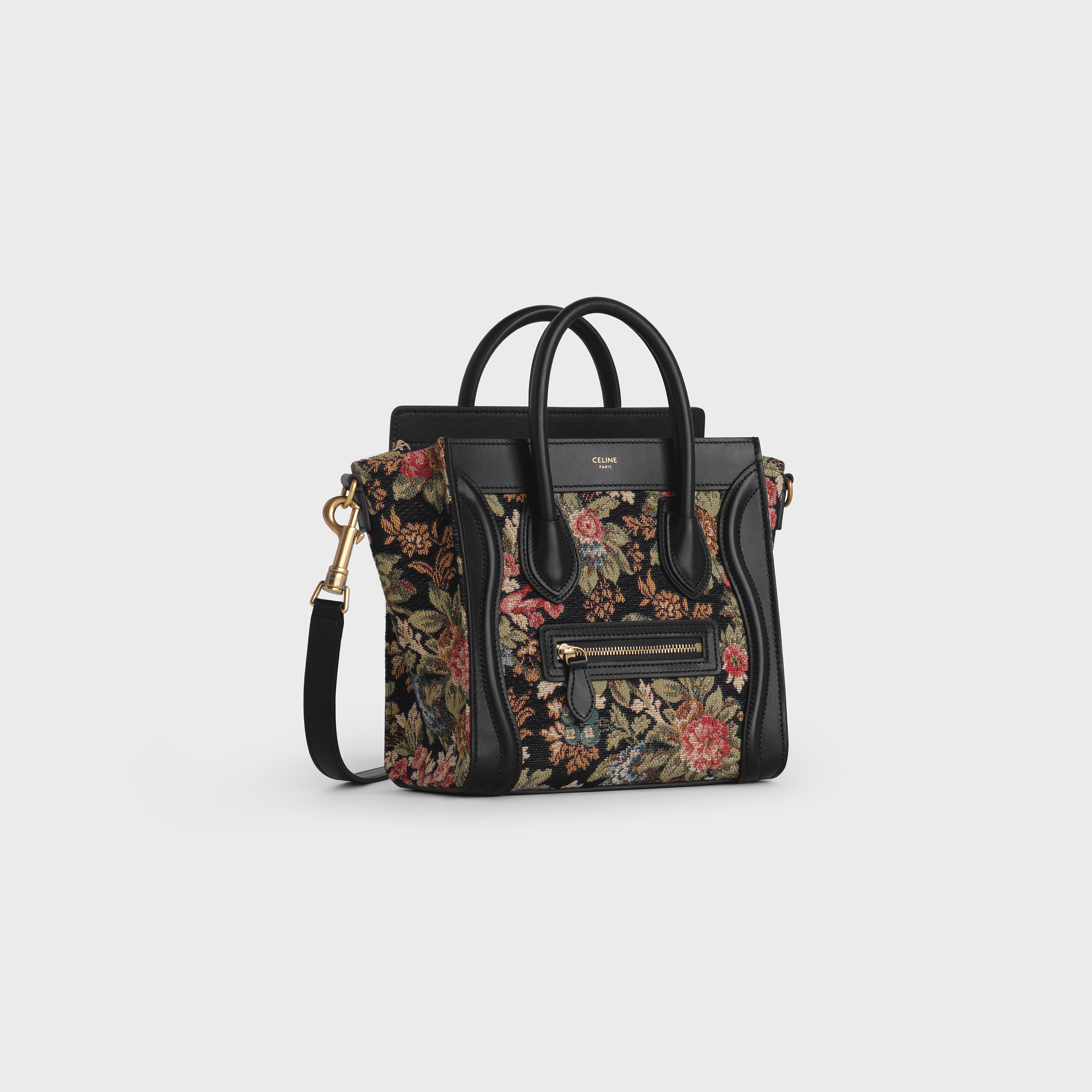 NANO LUGGAGE BAG  IN  FLORAL JACQUARD AND CALFSKIN - 2