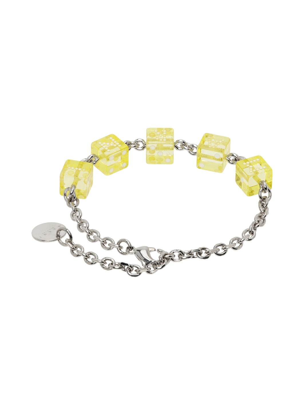 Silver & Yellow Dice Charm Bracelet - 2