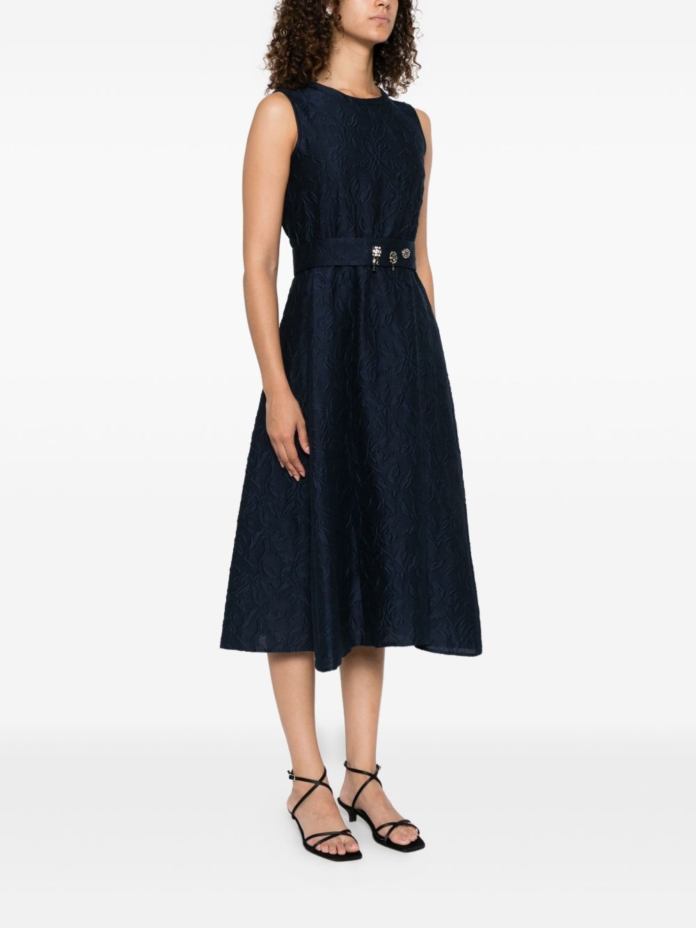 floral-embroidered sleeveless midi dress - 3