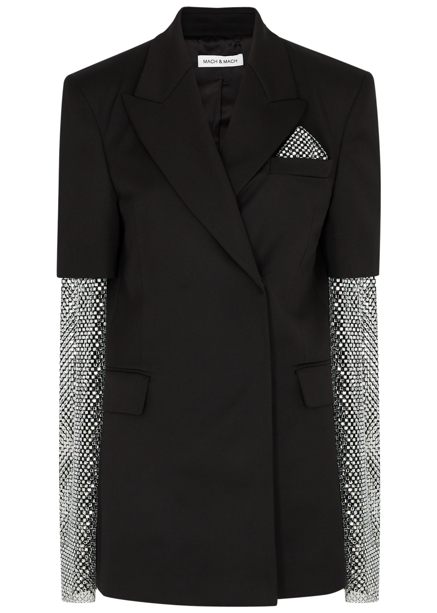 Crystal-embellished wool mini blazer dress - 1