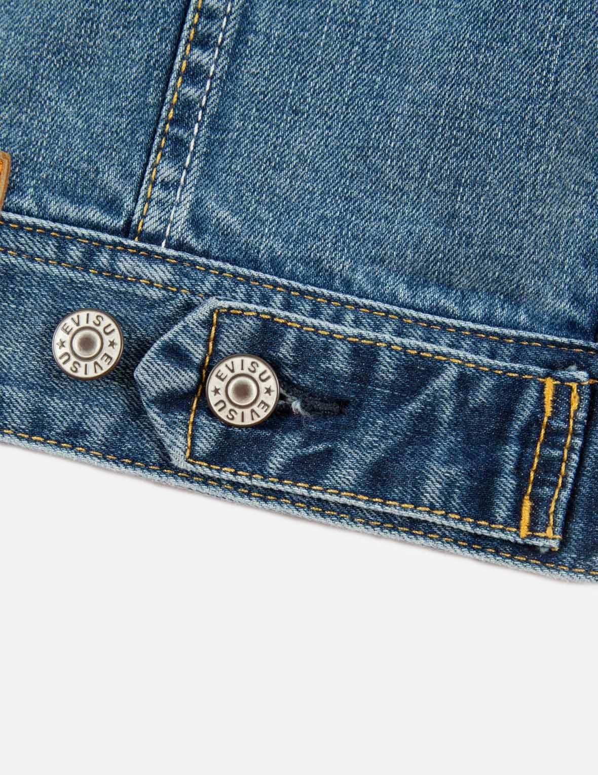 Deconstructed Kamon Print Denim Jacket - 15