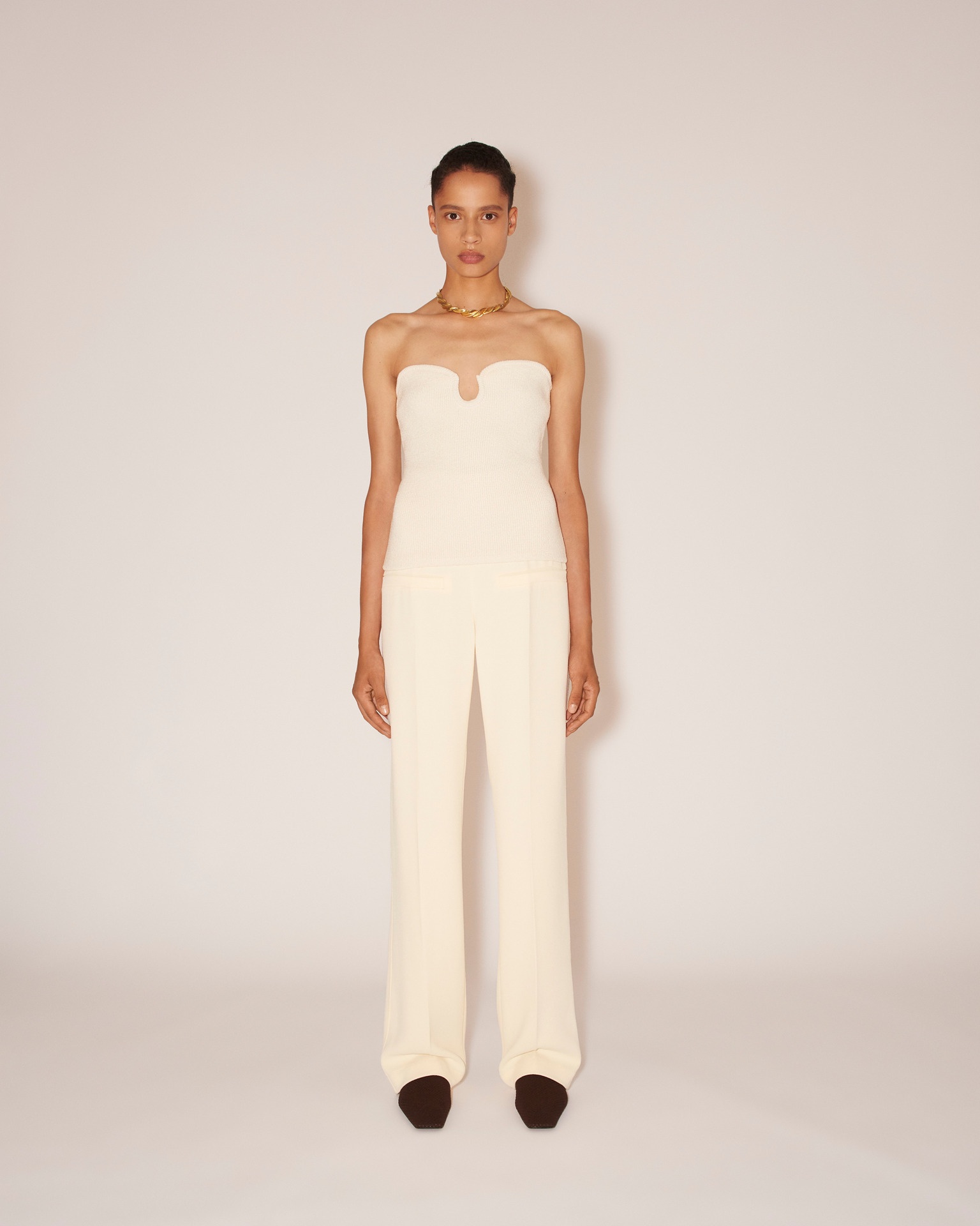 ELYSIA - Boucle-crepe wide leg pants - Vanilla - 3