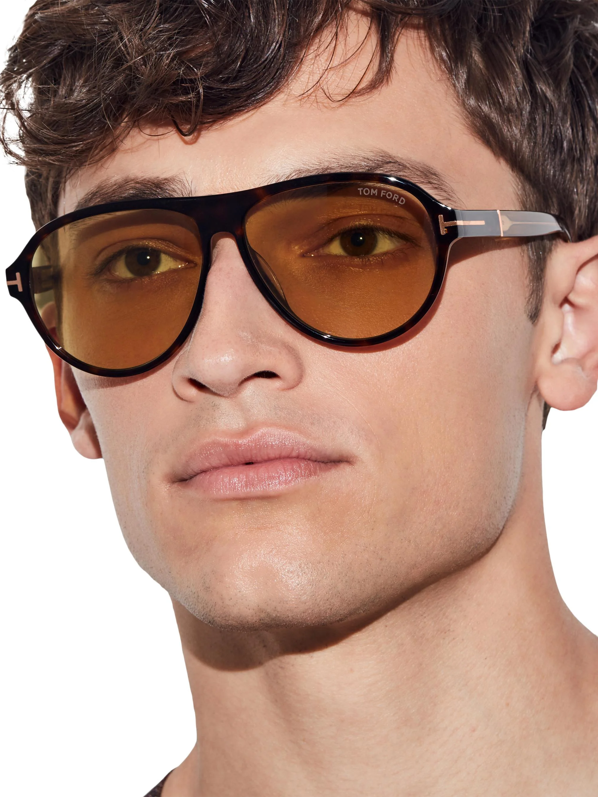 Men's Quincy 59MM Pilot Sunglasses - Dark Havana Amber - 1