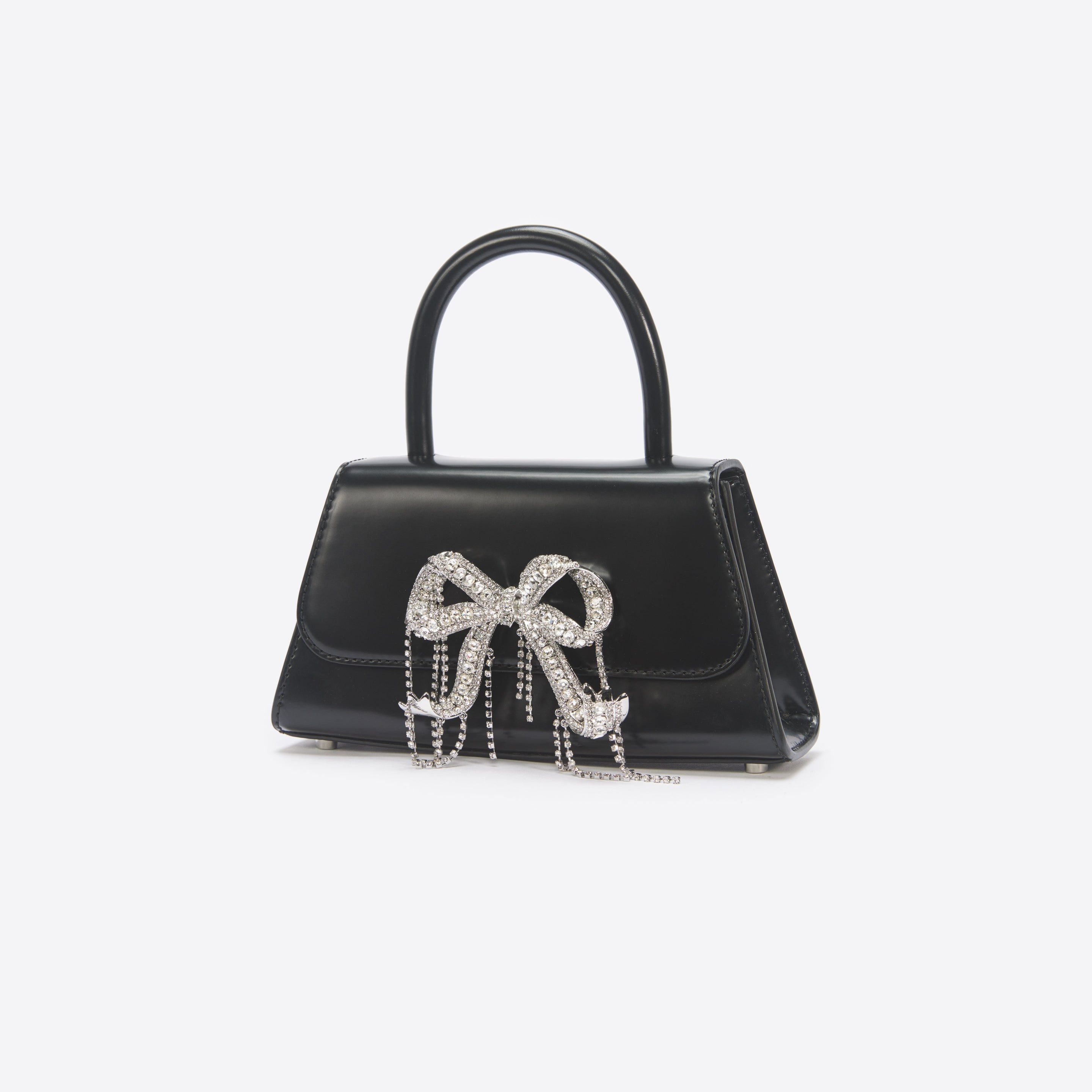 Black Leather Mini Bow Bag - 3