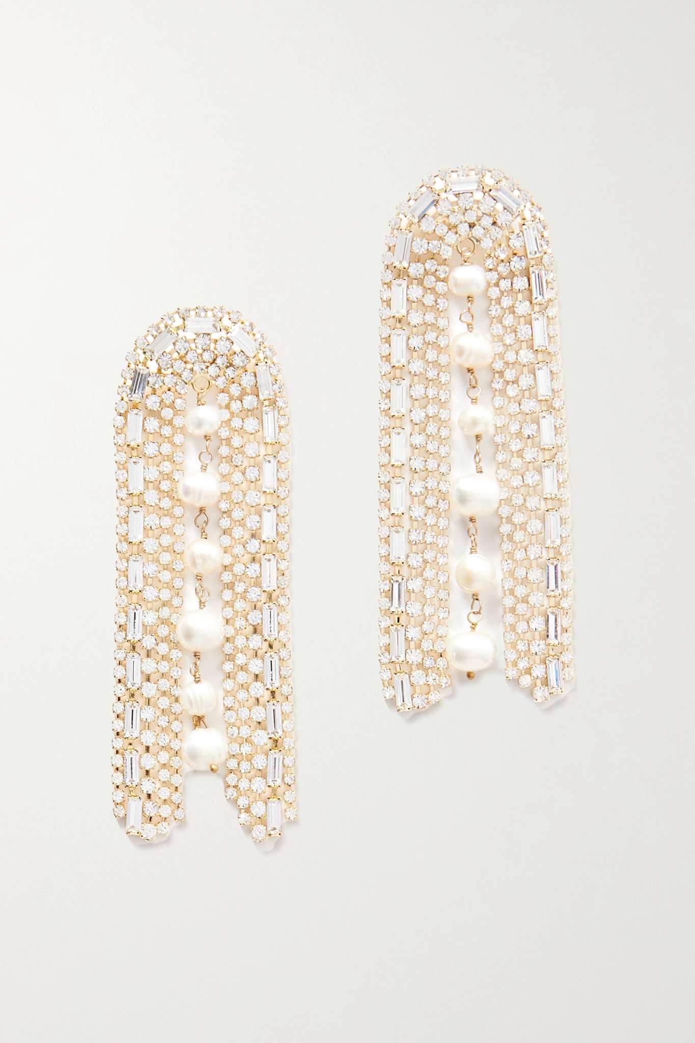 Megeve gold-tone, crystal and pearl earrings - 1