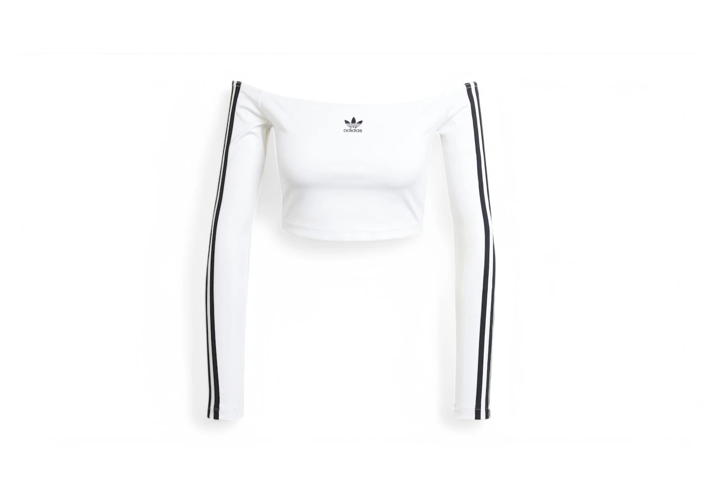 adidas Women's Adicolor Off Shoulder Long Sleeve Long-Sleeve Top White - 1