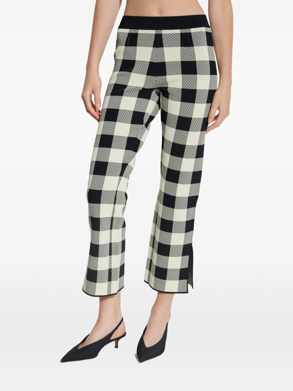 gingham-check cropped trousers - 3