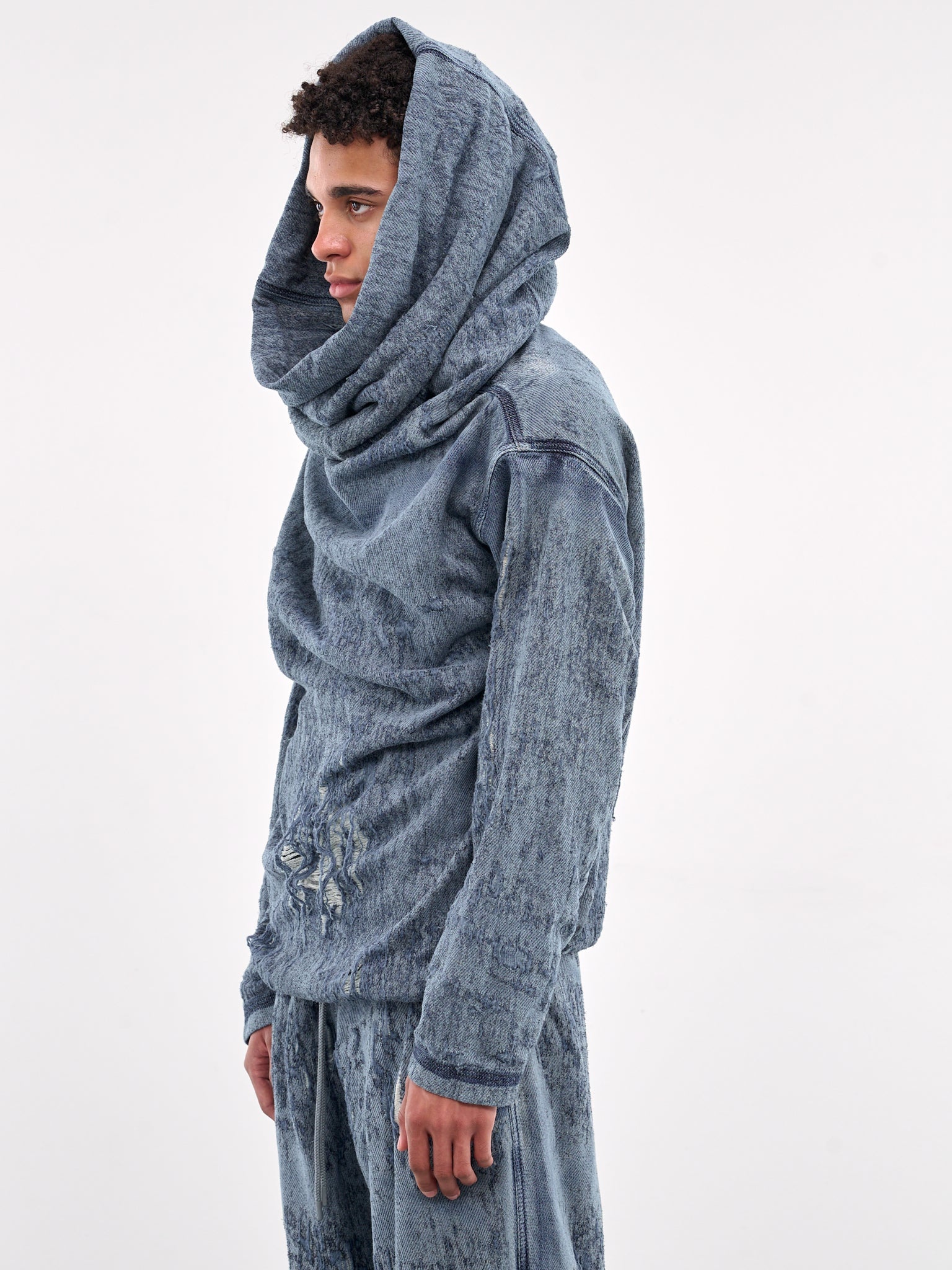 Distressed Hooded Sweater - 2
