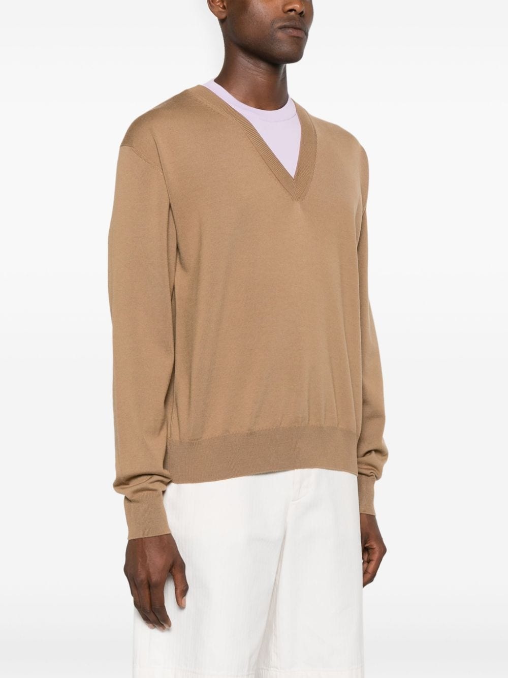 layered V-neck jumper - 3
